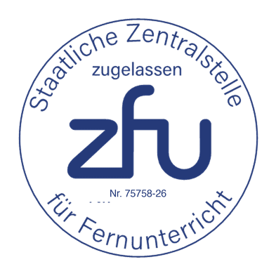 ZFU-Siegel · Staatlich zugelassener Fernlehrgang Nr. 7575826